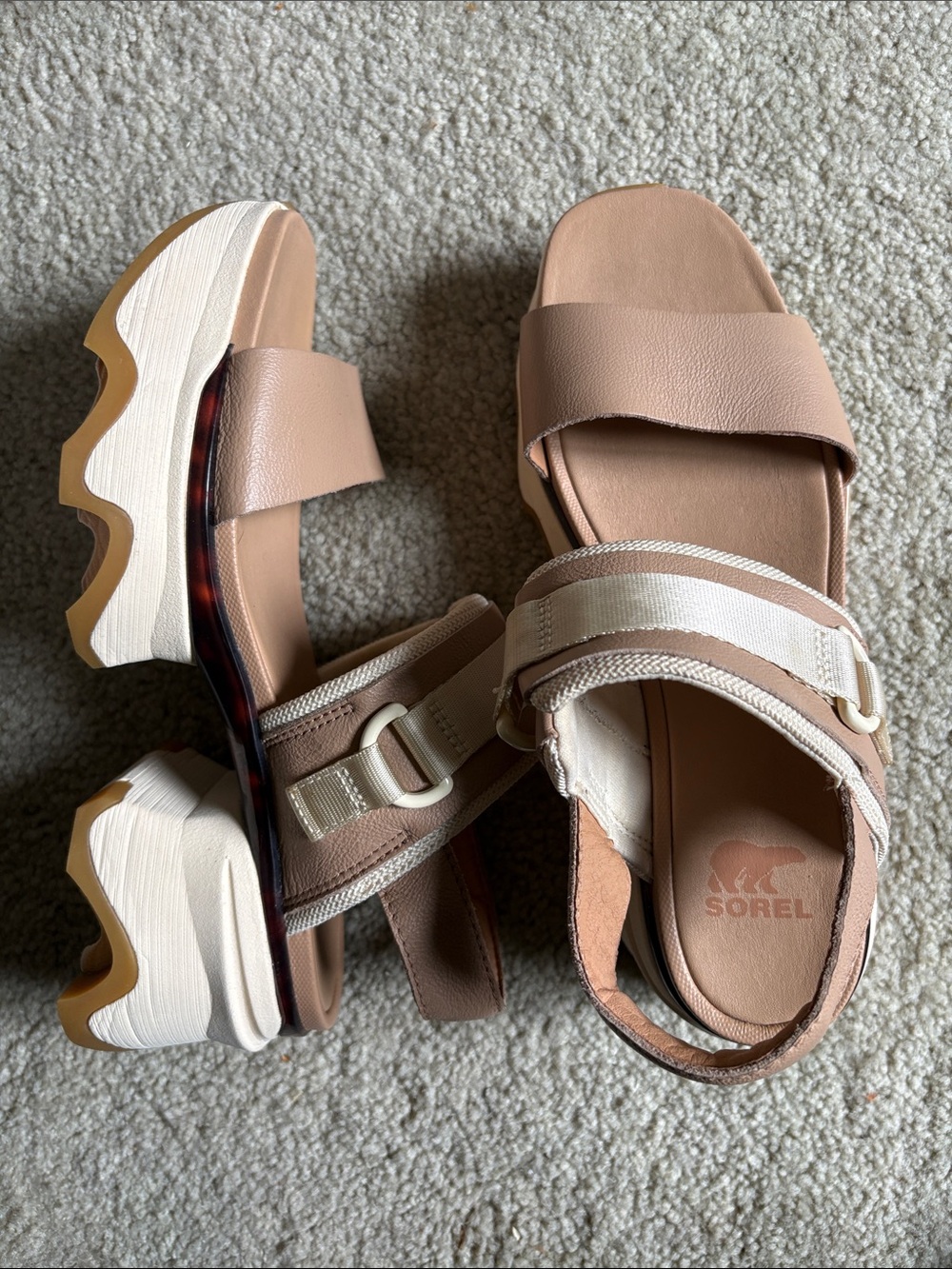 Sorel Women's Tan and Cream Chunky Platform Sandals